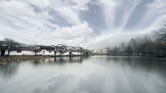 宏村徽派建筑天空之境背景图片