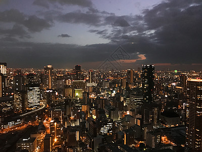 繁华日本夜景高处俯瞰城市夜景背景