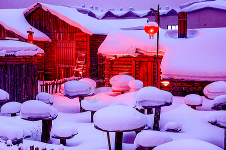 温暖的雪乡背景图片
