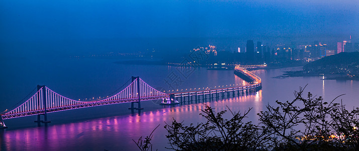 大连跨海大桥夜景都市高清图片素材