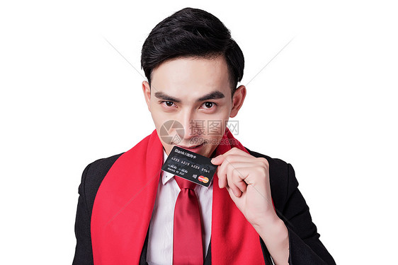 商务人士过年购物信用卡概念图片