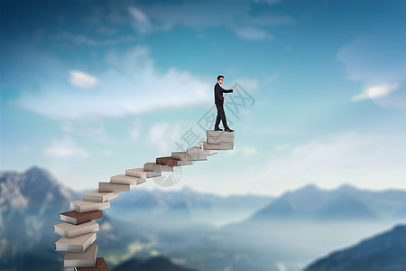 知识书本阶梯场景图片素材