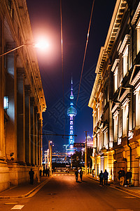 上海街景上海外滩城市夜景背景