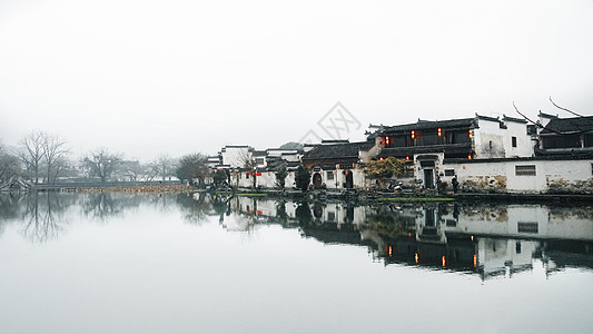 安徽宏村中国水墨画风光背景