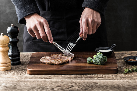 香煎鱼肉切牛排背景