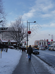 加拿大蒙特利尔雪后的大街背景图片