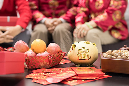 春节饭菜新年过年热闹场景背景