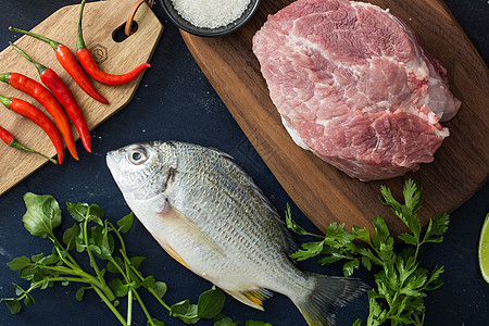 菜肉馄饨鱼肉背景