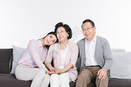 老人快乐女儿与父母陪伴背景