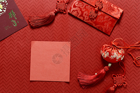中式信封新年拜年红火背景