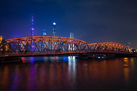 城市夜景全景上海外白渡桥夜景背景