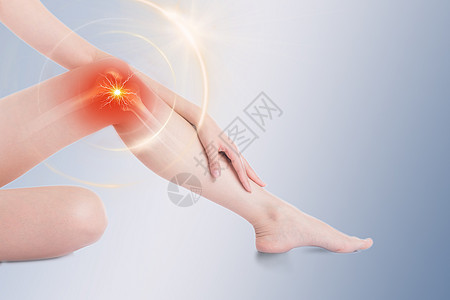 女性膝关节疼痛背景图片