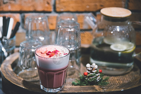 火龙果奶盖奶茶图片网红咖啡馆玫瑰咖啡背景