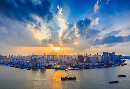 上海黄浦江日落图片