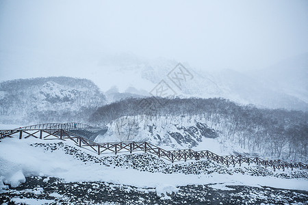 玩雪长白山聚龙泉天池背景