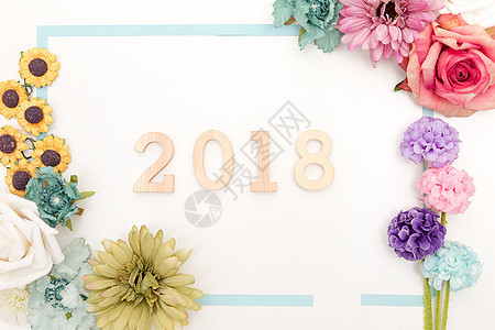 2018鲜花背景留白背景图片