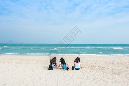 沙滩嬉戏冬季三亚海岛风光背景