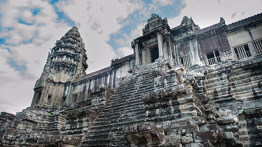 建筑石凿柬埔寨吴哥窟爱的天梯背景