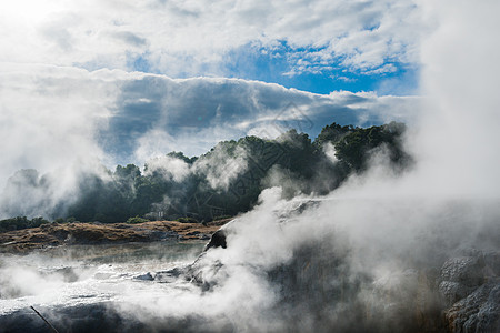 新西兰火山新西兰罗托鲁阿火山温泉背景