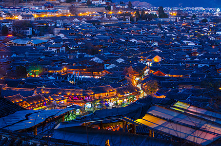 云南景点丽江古城夜景背景