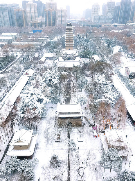 雪后小雁塔图片