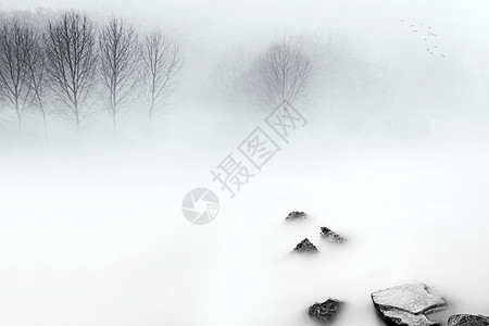 充满中国风韵味的水墨山水素材图片