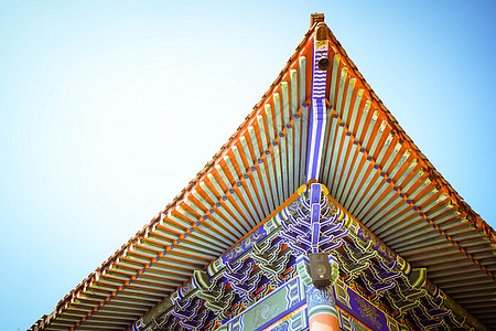 天目山禅源寺寺庙屋檐背景图片