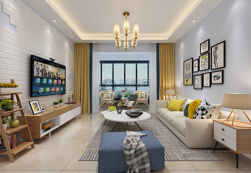 北欧风格客厅效果图高清图片下载 正版图片500789204 摄图网