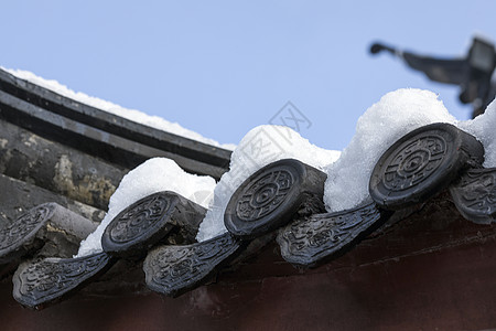 雪后初霁冬天里下雪后的古建筑背景