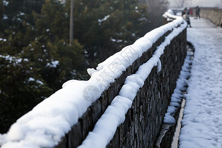 冬天里下雪后的古建筑背景图片