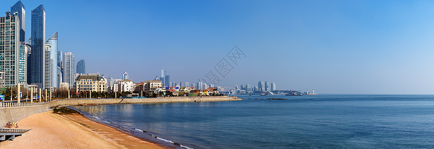 八大关青岛海滨城市风光全景背景