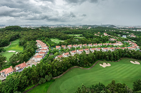 绿色水墨山水观澜高球会场背景