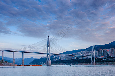 城市蓝天湖北宜昌长江大桥背景