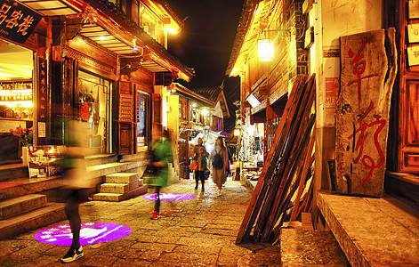 丽江古城夜景街道图片