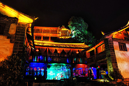 丽江古城酒吧夜景图片