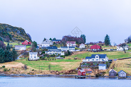 北欧小镇挪威海岸高清图片