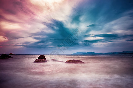 蓝天沙滩海南三亚海景背景