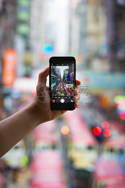 用手机拍香港庙街图片