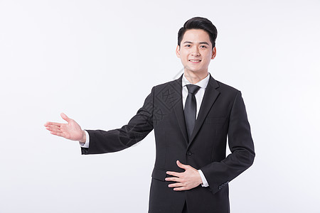 面扣欢迎手势商务男士欢迎展示动作手势背景