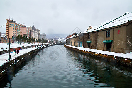 圣诞雪山日本北海道小樽背景