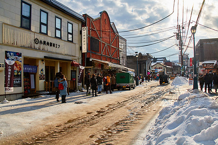 圣诞雪山日本北海道小樽背景