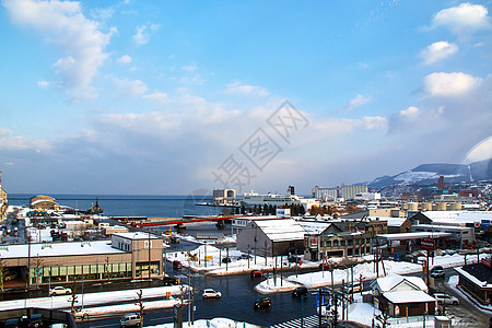 圣诞雪山日本北海道小樽背景