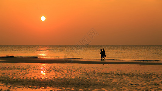 涠洲岛海滩夕阳背景图片