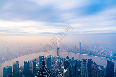 鸟瞰上海上海的平流雾背景