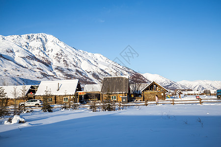 唯美梦幻雪景控新疆禾木村冬季雪景背景