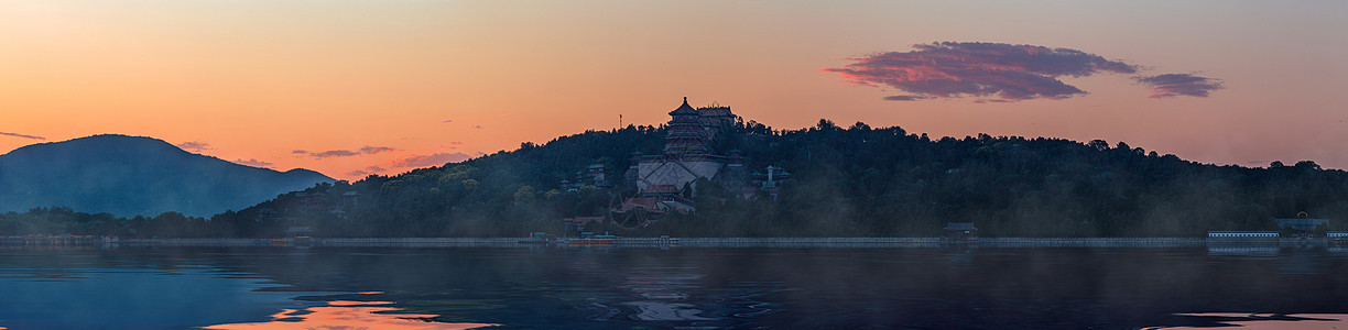 夕阳红仙境佛香阁背景图片