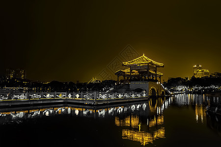 古典石桥夜景灯光高清图片素材
