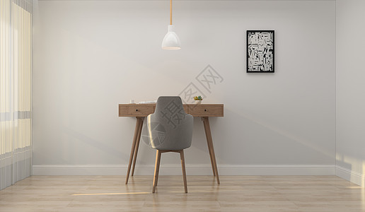 现代简洁风书桌陈列室内设计效果图图片
