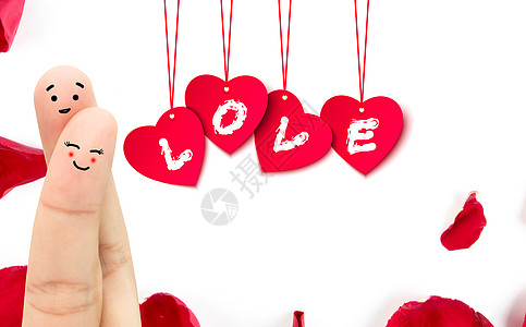 心爱手指情侣的爱情卡片设计图片