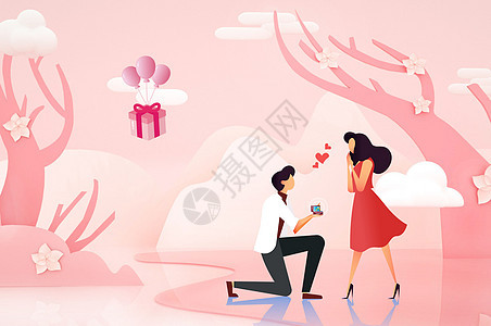 浪漫粉色情侣背景图片